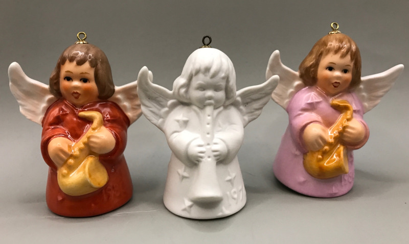 3 GOEBEL Angel Bell Ornaments made in West Germany 3 inches tall