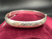 Sterling Silver Engraved Bracelet with safety Chain