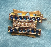 10K Gold Sapphire & Seed Pearl Pin