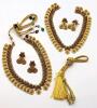 New Gold Tone Indian-Style Jewelry: Anklets, 4 Necklace Sets with Matching Earrings. - 5