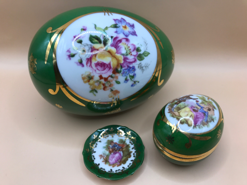 3 Limoges France 2 Eggs & Miniature Plate 1.5 to 5 inches wide