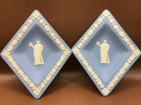 2 Wedgewood England Jasperware Diamond Dishes 5.5 long