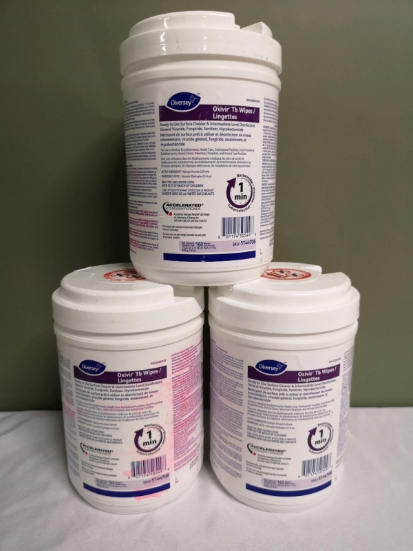 3 New Diversey Oxivir Tb Wipes -160 wipes/Container