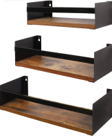 Giftgarden Black Floating Shelves For Wall Set of 3