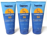 3 New Coppertone Complete SPF 30 Sunscreen Lotions, Lightweight, Moisturizing Sunscreen Water Resistant Body Sunscreen 148mL ea