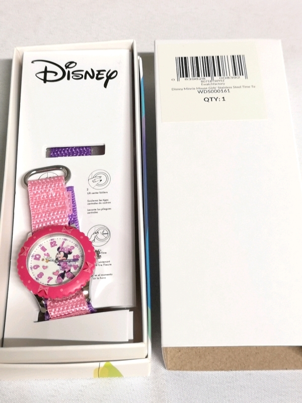 New DISNEY Minnie Mouse Kids' Plastic Time Teacher Analog Quartz Watch