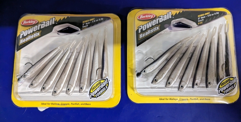 2 New Berkeley PowerBait Realistic 3" Smelt 8 pack.