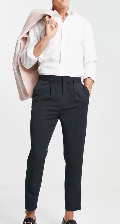 NEW ASOS DESIGN smart tapered trousers in light Black