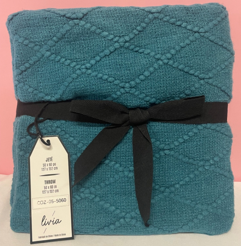 NEW Livia ultra soft Blue Throw 50 x 60 inches