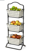 SimpleHouseware 3-Tier Rigid Wire Market Fruit Basket Stand, Black