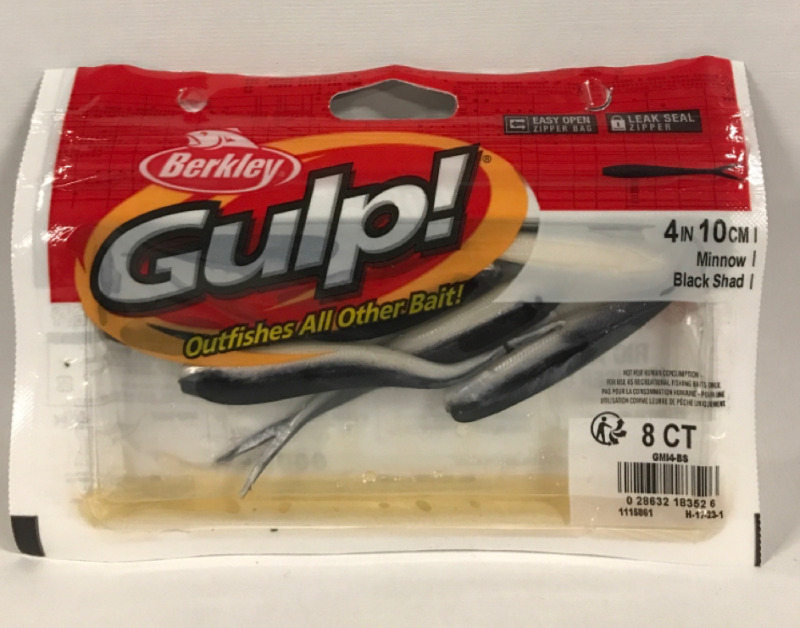 New Berkley Gulp! 8 Minnow Black Shad Fishing Bait