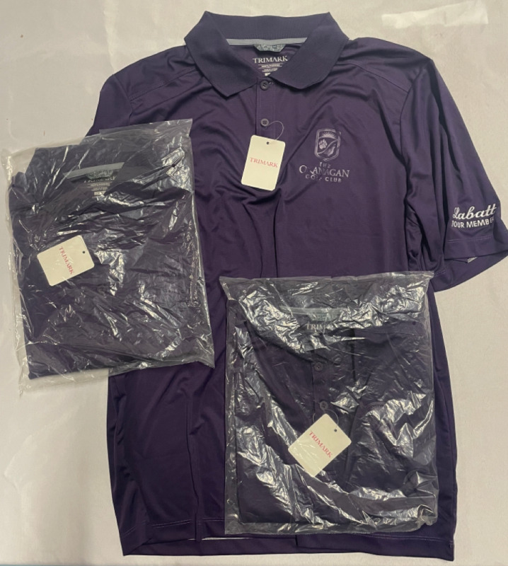 NEW 3 Dark Plum Men’s Polo shirts The Okanagan Golf Club