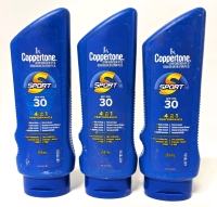 3 New Coppertone Sport 30 SPF Lotion Sunscreen 259ml