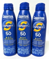 3 New Coppertone Sport 50 SPF Spray Sunscreen 177ml