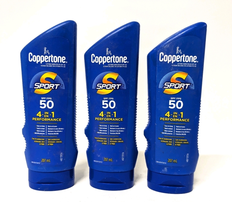 3 New Coppertone Sport 50 SPF Lotion Sunscreen 259ml