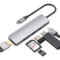 New Plug And Play 6 In 1 USB C HUB