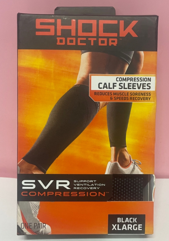 NEW Shock Doctor Compression Calf Sleeves Black XLarge