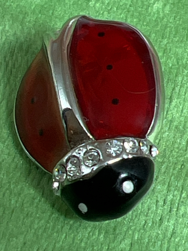 Jelly Belly style Rhinestone Ladybug pin