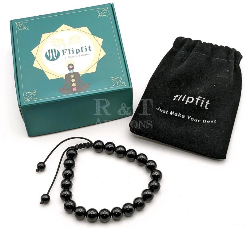 New FlipFitt 7 Chakra Bracelet 8mm (Black).
