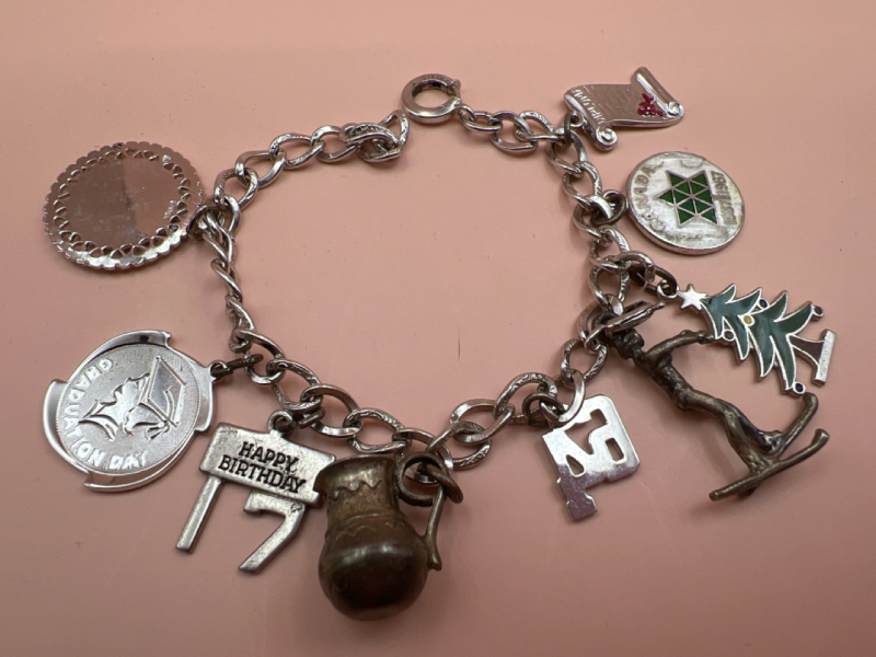 Vintage Sterling Silver Bracelet with Charms