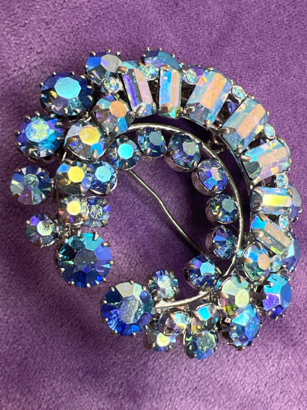 Lavender Blue AB Rhinestone Brooch