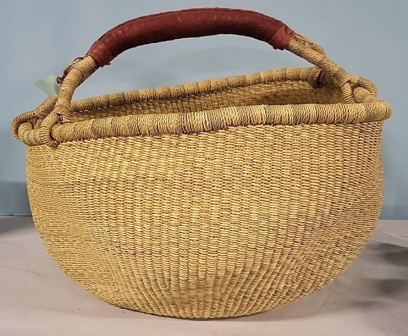 New Hand Woven Bolga Basket - 18" Wide - 11" Tall