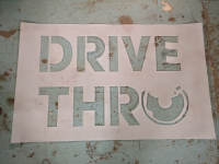 2 Large Plastic Stencils - DRIVE THRU