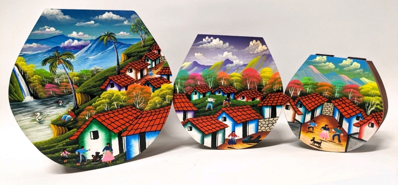 3 New Gorgeous and Brightly Coloured Handpainted Nesting Boxes