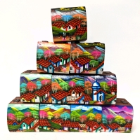 10 New Gorgeous and Brightly Coloured Small Handpainted Wooden Chests / Ring Boxes