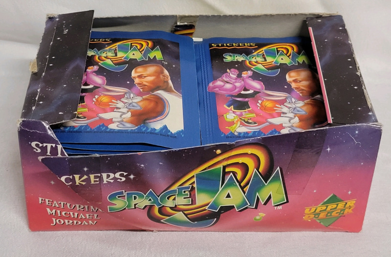 1996 Upper Deck Michael Jordan SPACE JAM Trading Card Stickers Open Box , 81pks
