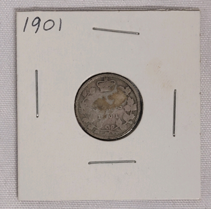 1901 Canadian Silver Dime in 2&times;2 Coin Holder