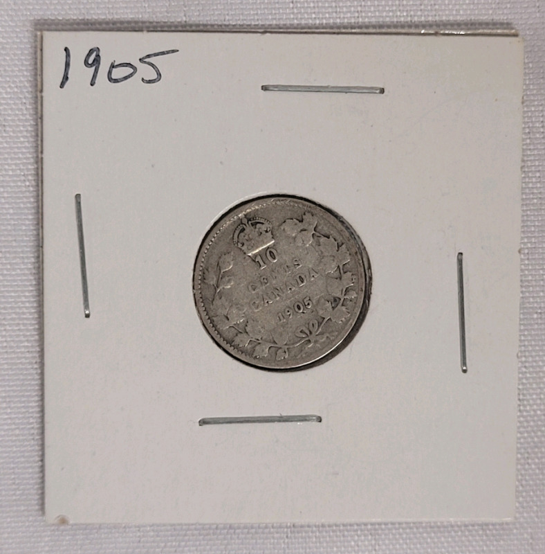 1905 Canadian Silver Dime in 2&times;2 Coin Holder