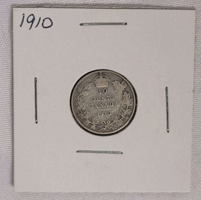 1910 Canadian Silver Dime in 2&times;2 Coin Holder
