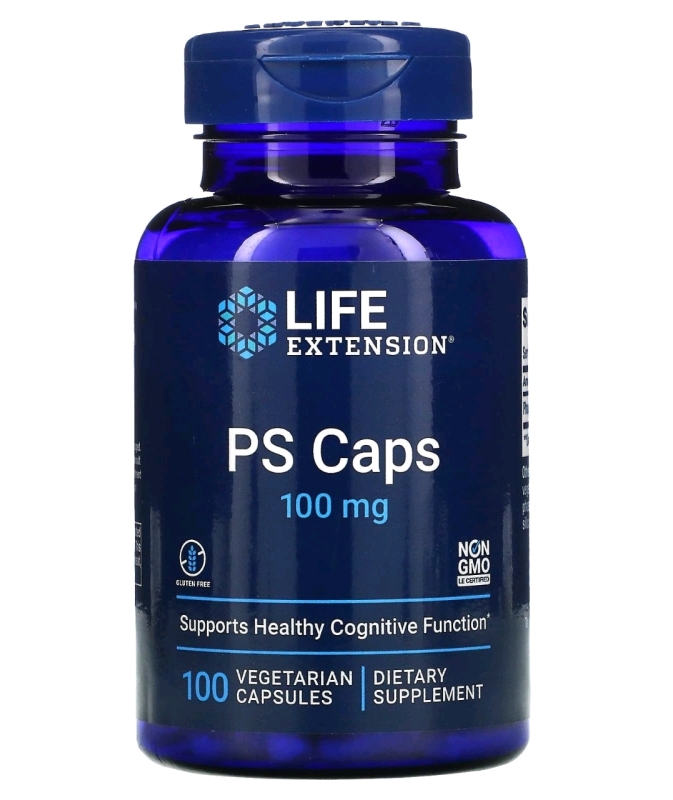New Life Extension PS CAPS 100mg Supports Healthy Cognitive Function 100 Vegetarian Capsules