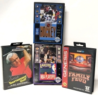 Vintage Sega Genesis Games: Arnold Palmer Tournament Golf, Electronic Arts Hockey, Lakers versus Celtics and the NBA Playoffs, Family Feud