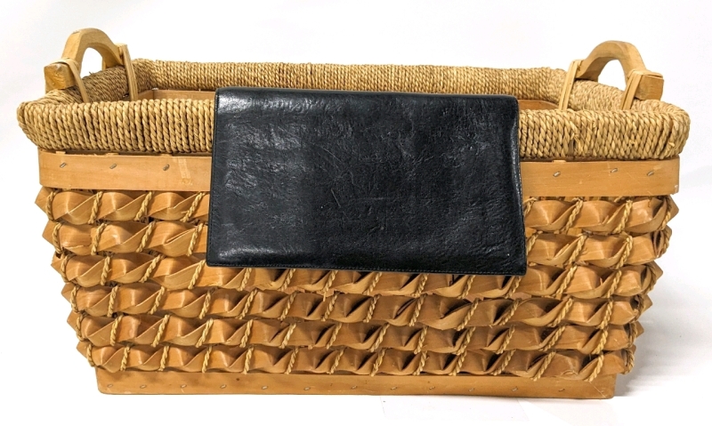 Banana Republic Genuine Leather Bifold Wallet & Woven Wood Basket