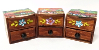 3 New Gorgeous and Brightly Coloured Handpainted Wooden Trinket Boxes with 2 Compartments