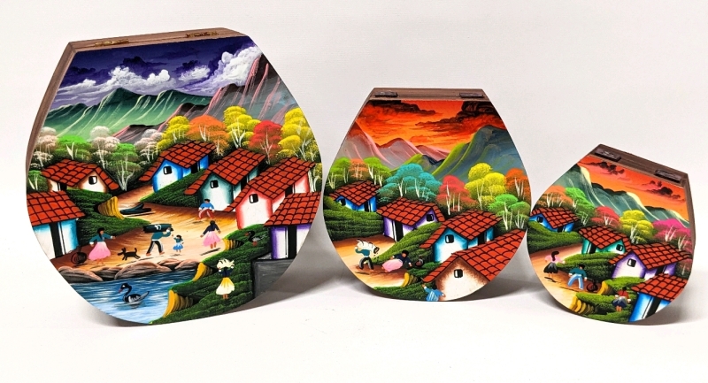 3 New Gorgeous and Brightly Coloured Handpainted Nesting Boxes