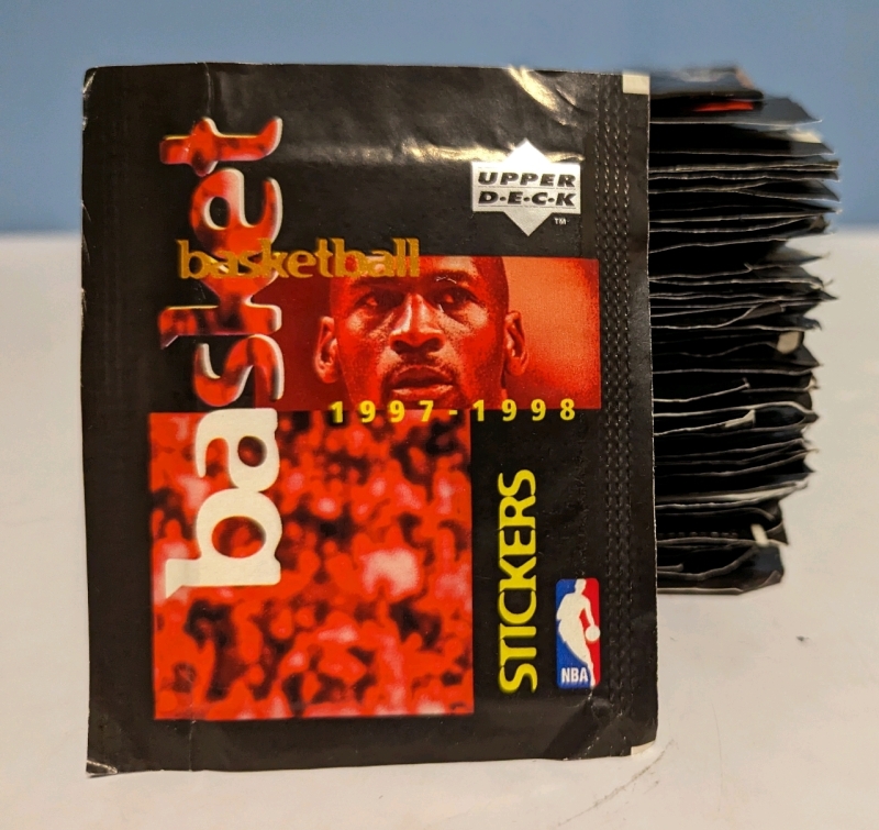 70 Packs of Vintage Uppderdeck NBA Basketball Stickers 1997-1998