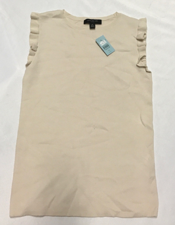 New Ann Taylor Petite Cream Top With Frills XS