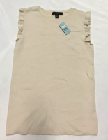 New Ann Taylor Petite Cream Top With Frills XS