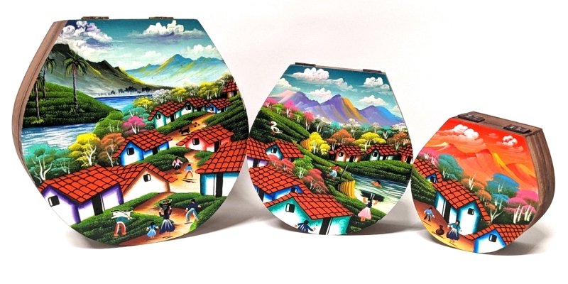 3 New Gorgeous and Brightly Coloured Handpainted Nesting Boxes