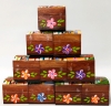 10 New Gorgeous and Brightly Coloured Small Handpainted Wooden Chests / Ring Boxes - 3