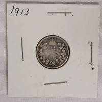1913 Canadian Silver Dime in 2&times;2 Coin Holder
