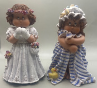 Two CUQUI collectable figurines Bride and Shower Time