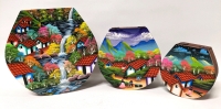 3 New Gorgeous and Brightly Coloured Handpainted Wooden Nesting Boxes