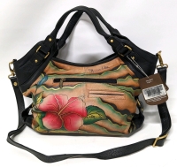 New ANUSCHKA 475-WHA Handpainted Leather Purse / Crossbody Bag