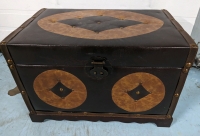 Wooden Chest with Leather Like Detailing