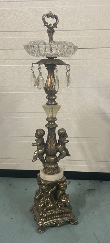 Beautiful decorative Ashtray stand with hanging clear crystals