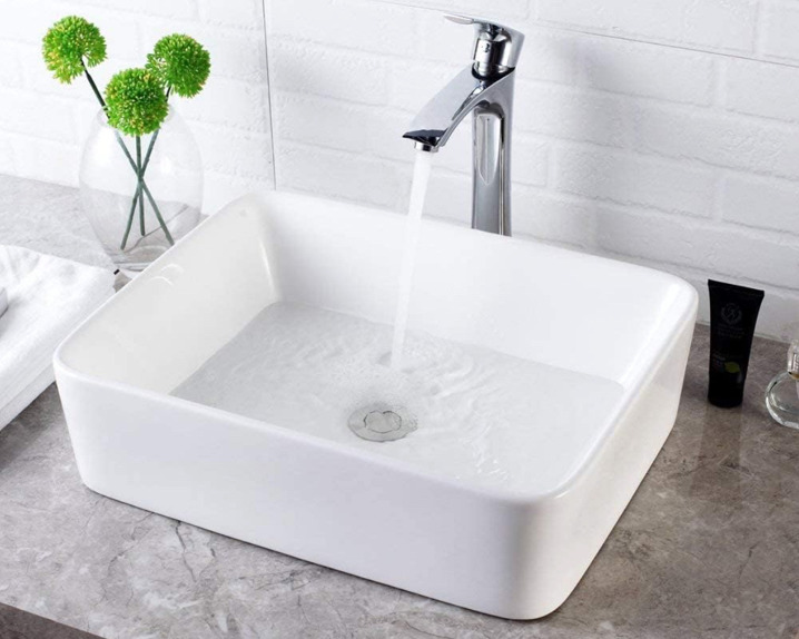 NEW Vessel Sink Rectangle - Lordear 19"x15" Bathroom Sink Rectangular Modern Above Counter Bathroom Sink White Porcelain Ceramic Vessel Vanity Sink Art Basin